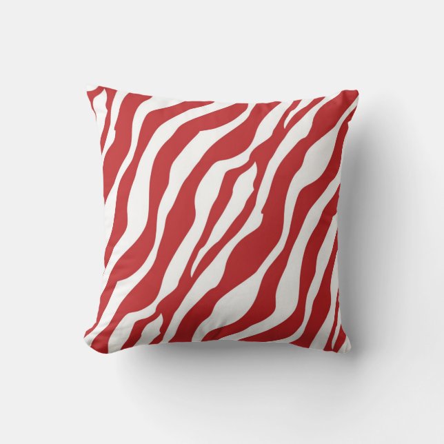Almofada Impressão vermelho selvagem feminino da zebra (Frente)