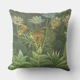 Almofada Impressão Vintage de Leão na Selva Tropical de Hen