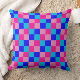 Almofada Impressão Xadrez Rosa e Azul