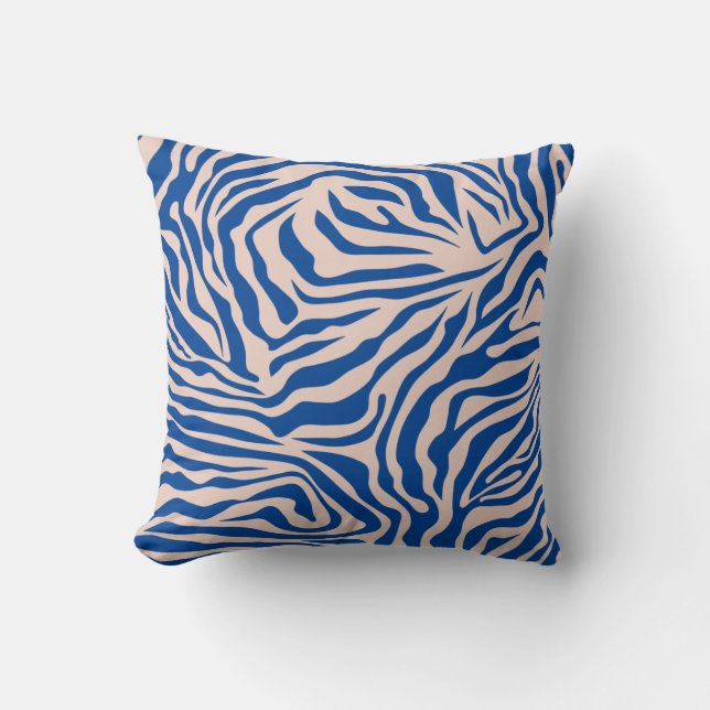 Almofada Impressão Zebra Azul Zebra Stripe Impressão Animal (Frente)