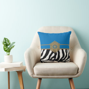 Almofada Impressão Zebra com Azul