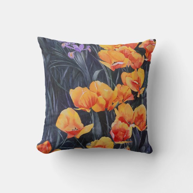 Almofada Impressionante Colorido de Campo Poppy (Frente)