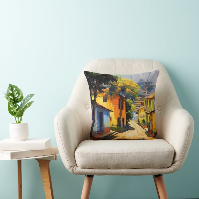 Almofada Impressionismo na paisagem da cidade latina (Cadeira)