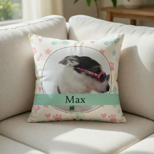 Almofada Impressões de Pata & Corações Foto Personalizada d