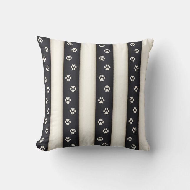 Almofada Impressões de Patas de Cachorro Preto e Branco Ant (Frente)