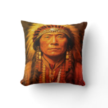 In Full Dress a Native American Indian Chief on a