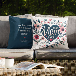 Almofada Incrível Coração e Floral 'Melhor Mãe Nunca'