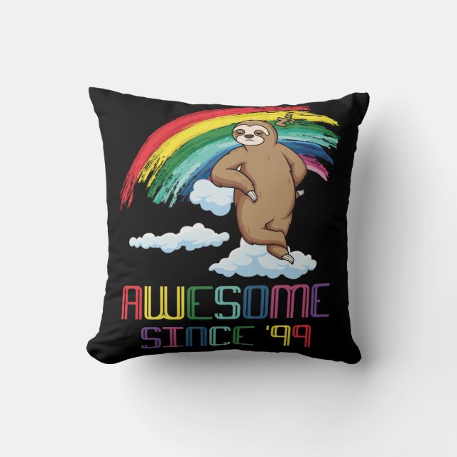 Almofada Incrível desde 19924º aniversário Sloth Rainbow (Frente)