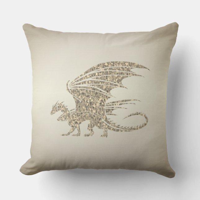 Almofada Incrível Dragão Mosaico Dourado (Frente)