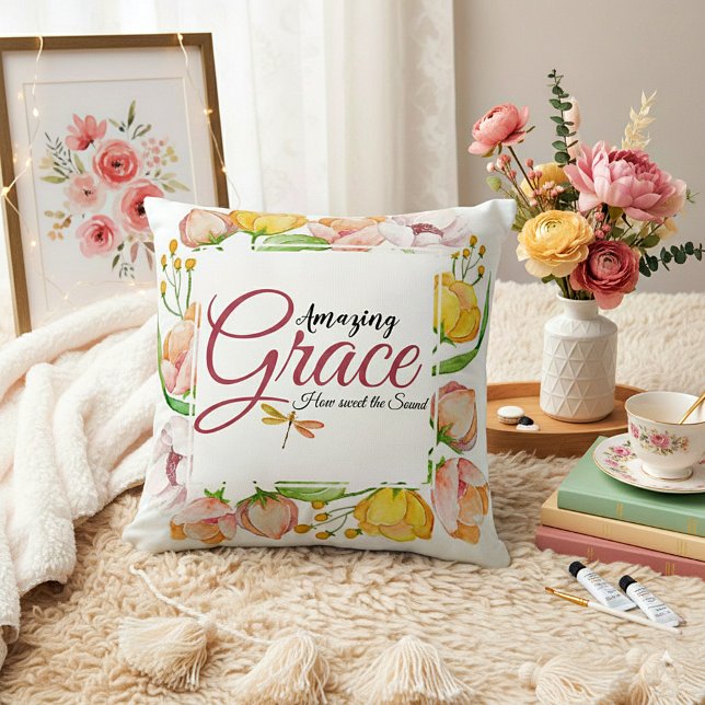 Almofada incrível graça aquarela floral  (Criador carregado)