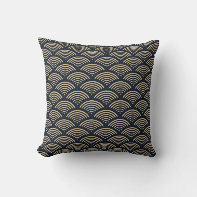 Almofada Indígo inspirado em japonês e design 4 bronzeado (Frente)