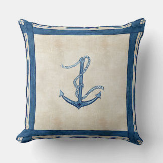 Almofada Indigo Ocean Beach Sketchbook Watercolor Anchor
