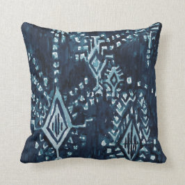 Almofada Indigo Satélite Ikat Tribal Watercolor