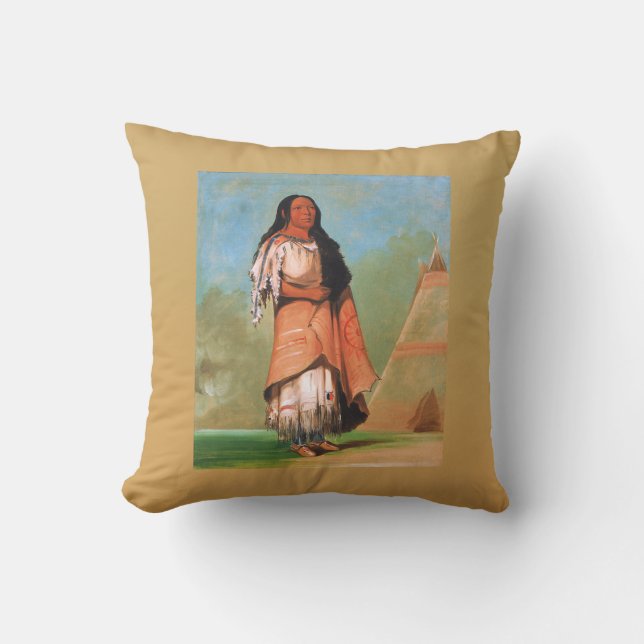 Almofada Índio Nativo Americano, Arte de George Catlin (Frente)