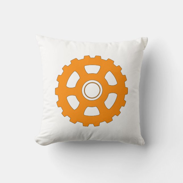 Almofada Industrial Orange Gear Cogwheel (Frente)