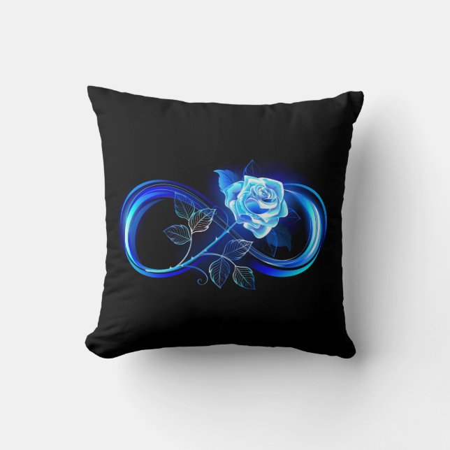 Almofada Infinito brilhante com rosa azul (Frente)