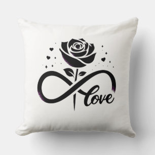 Almofada Infinity Love Black Rose - Amor Romântico Eterno D