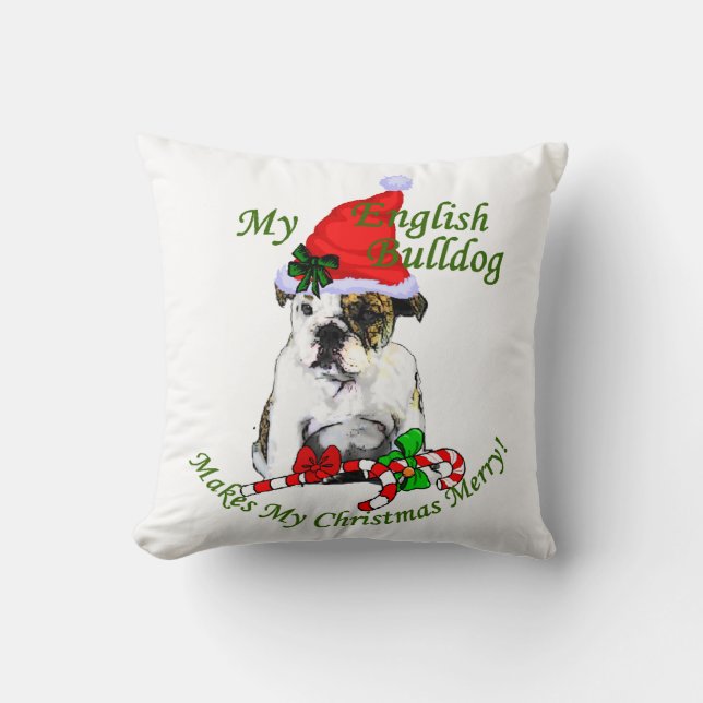 Almofada Inglês Buldogue Christmas (Frente)