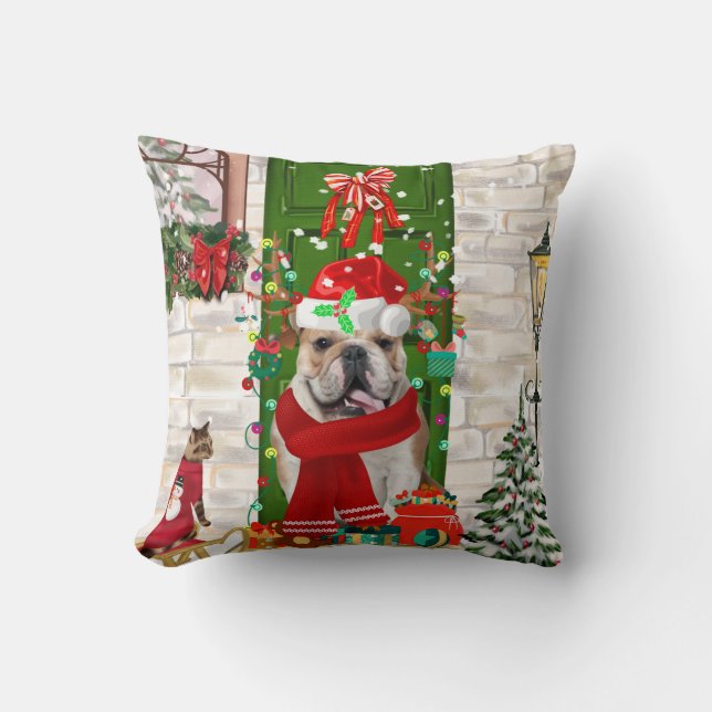 Almofada Inglês Buldogue Christmas (Frente)