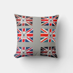 Almofada Inglês Bulldog e Union Jack Illustration