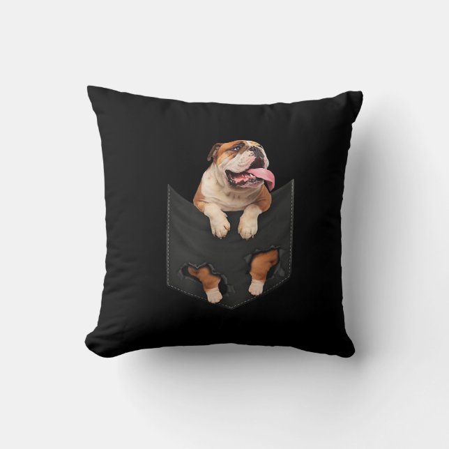 Almofada Inglês Bulldog Nos Seus Pocket Dogs (Frente)