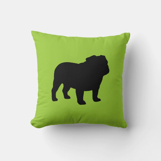 Almofada Inglês - Bulldog - Silhouette Black and Green (Frente)