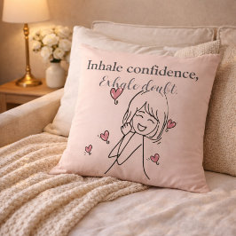 Almofada Inhale Confidence Motivational Blush Throw Pillow