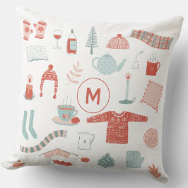 Almofada Iniciais de Monograma Retro Escandinavo Hygge