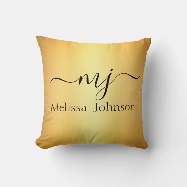 Almofada Iniciais elegantes em ouro (Frente)