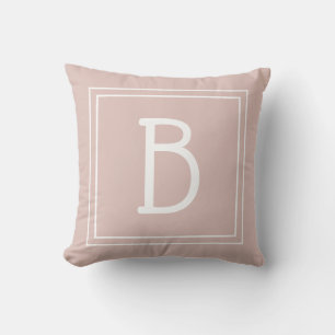 Almofada Inicial Caprichosa Rosa e Branco Monogramada Perso