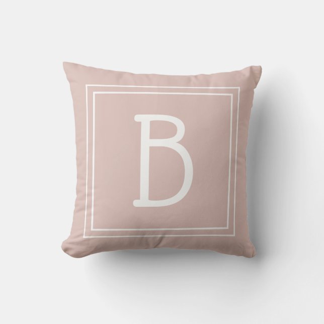 Almofada Inicial Caprichosa Rosa e Branco Monogramada Perso (Frente)