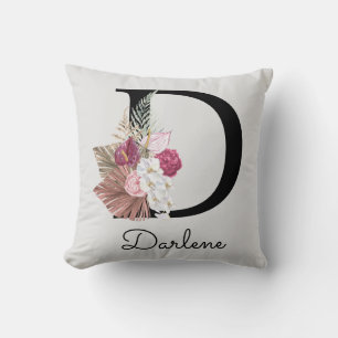 Almofada Inicial D Rosa Boho Monogramada