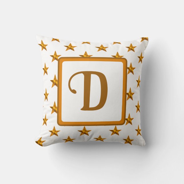 Almofada Inicial de Monograma em Laranja Dourado com Decora (Frente)