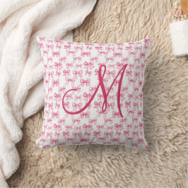 Almofada Inicial do Monograma Arco Rosa Coquette Estética M
