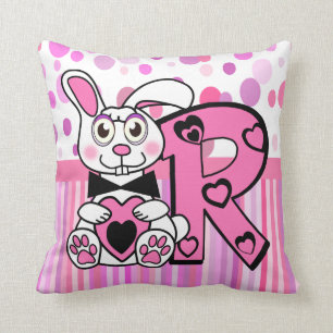 Almofada Inicial do nome do miúdo do coelho de R