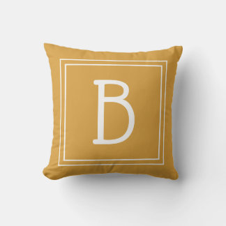 Almofada Inicial Monograma Chic Moderno Elegante Amarelo Br