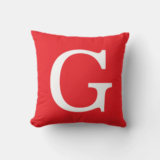 Almofada Initial Letter Monogram Red White Plain Simple