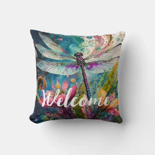 Almofada Ink e Caneta Watercolor Dragonfly Welcome