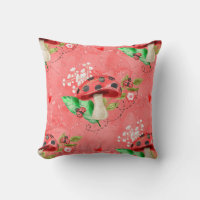 Inseto De Senhora Rosa E Padrão De Cogumelo