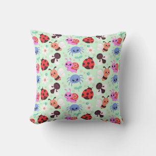 Almofada Insetos de Desenho Animado Adoráveis e Flores