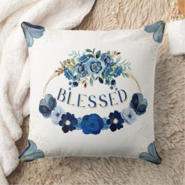 Almofada Inspiração Dourada Azul Elegante BLESSED