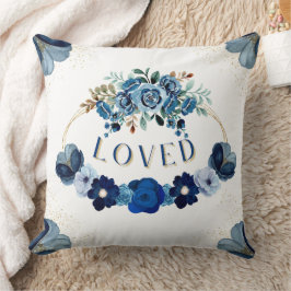 Almofada Inspiração Elegante Azul Dourada Floral Azul