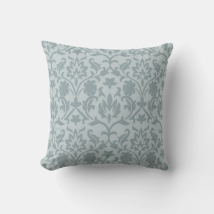 Almofada inspirado no damasco azul Marie Antoinette francês