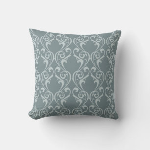 Almofada inspirado no damasco azul Marie Antoinette francês