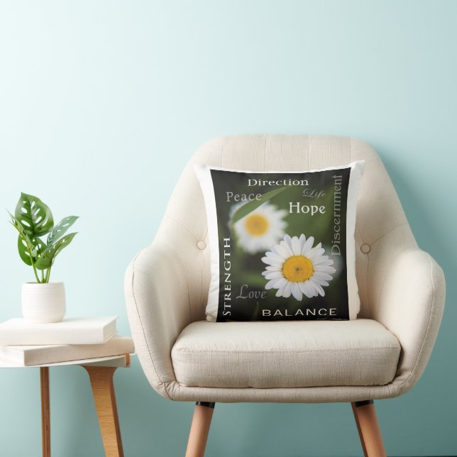 Almofada Inspirational Daisy Message Throw Pillow (Cadeira)