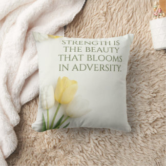 Almofada Inspirational White and Yellow Tulip Throw Pillow
