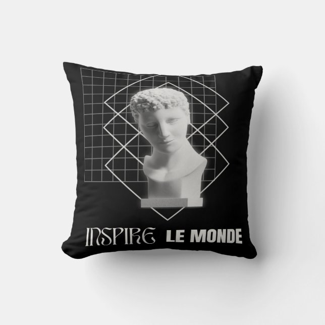 Almofada Inspire le Monde – Design de Arte Estético Moderno (Frente)