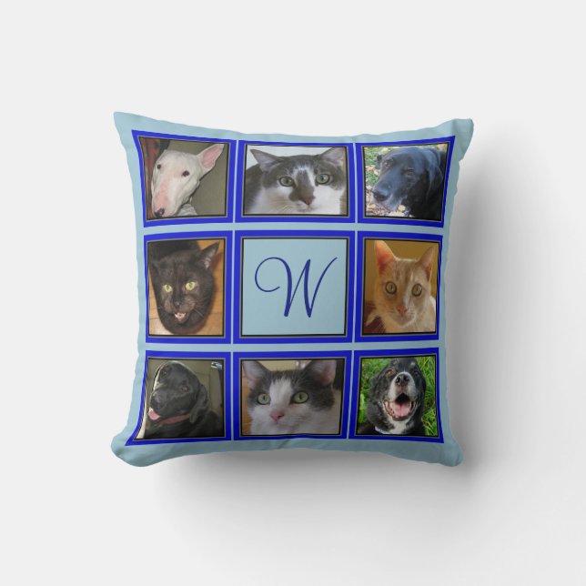 Almofada Instagram Monogramado 8 Foto-Quadro-Azul-Blue (Frente)