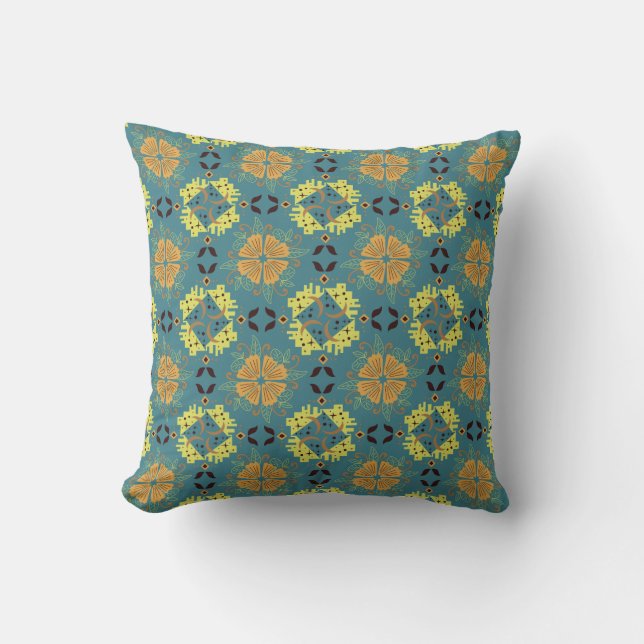 Almofada Intricate floral and geometric pattern with orange (Frente)