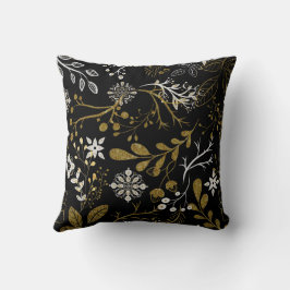 Almofada Intricate floral pattern with gold and white 
